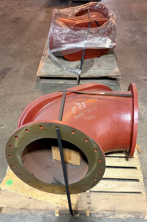 Lot of Two (2) Cast Iron Dual Register Burner Elbows (0600273156)